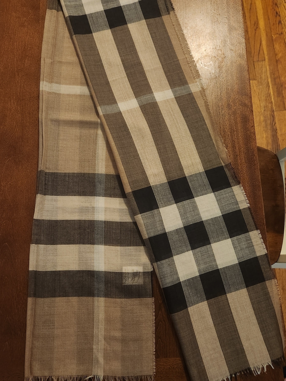 Burberry Beige and Black Plaid Scarf